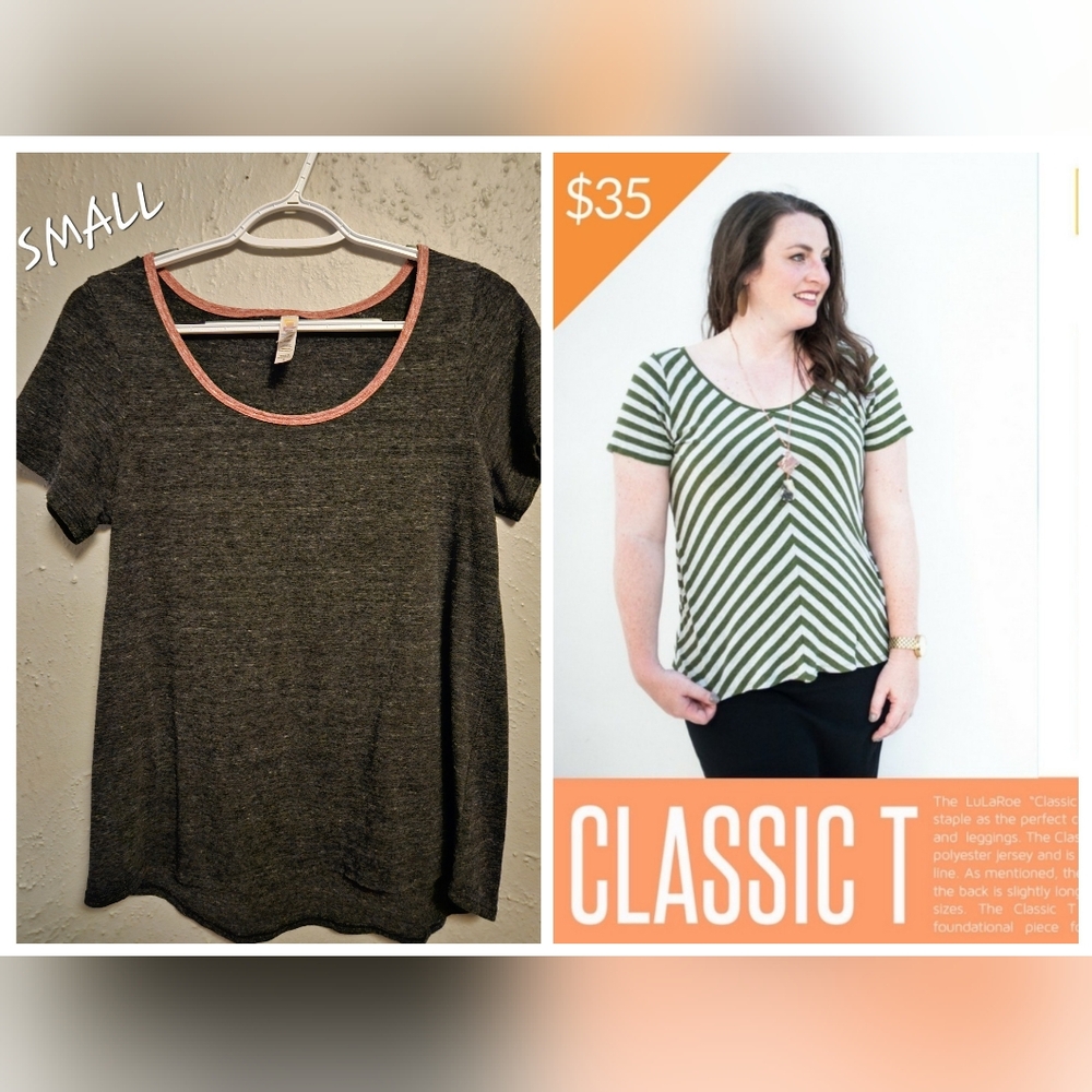 Lularoe Classic T Black With Pink Neck Trim Size Small